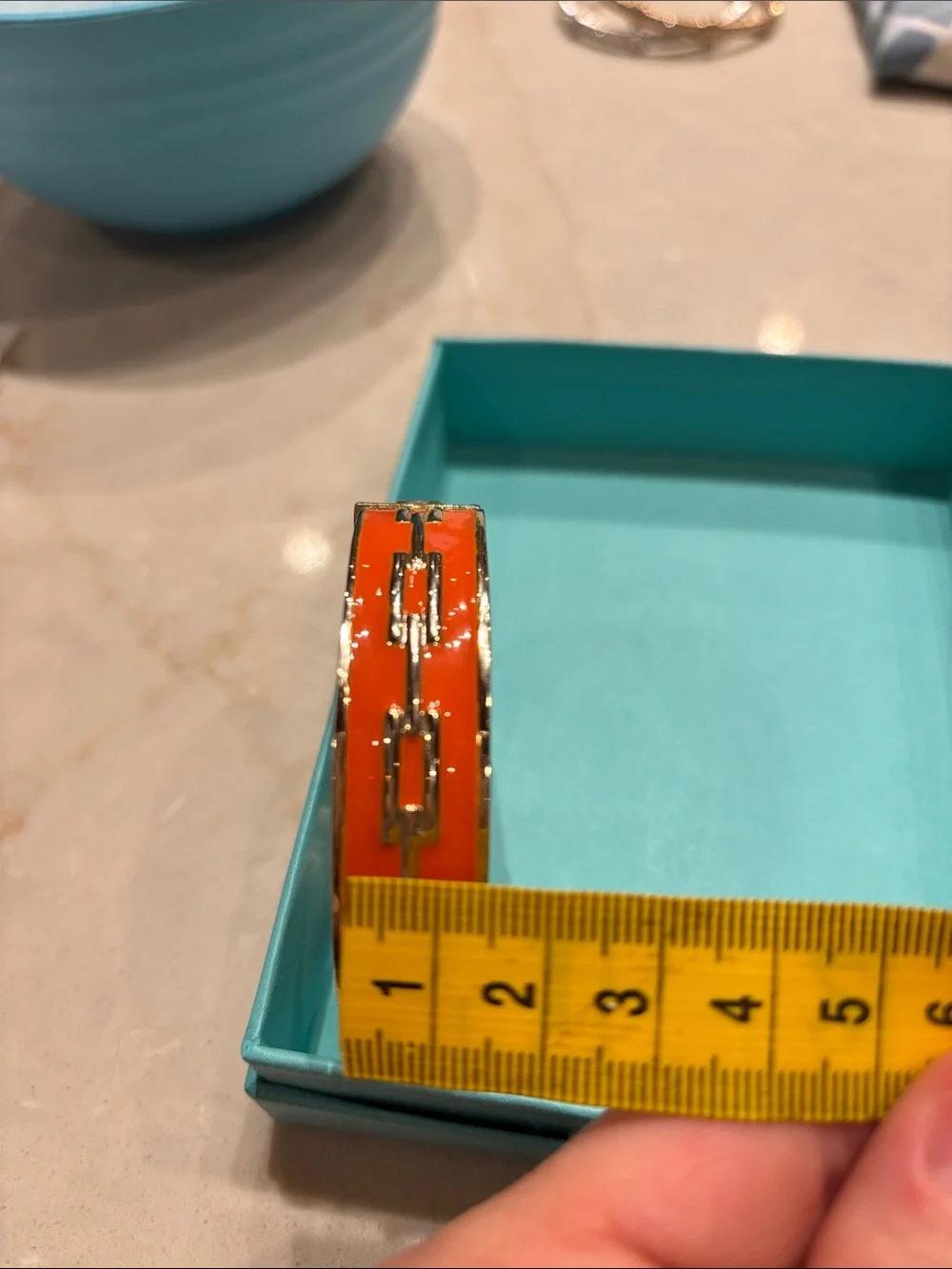 Nordstrom Sequin NYC Orange and Cream Gold Enamel Chain-Link Bangle Set